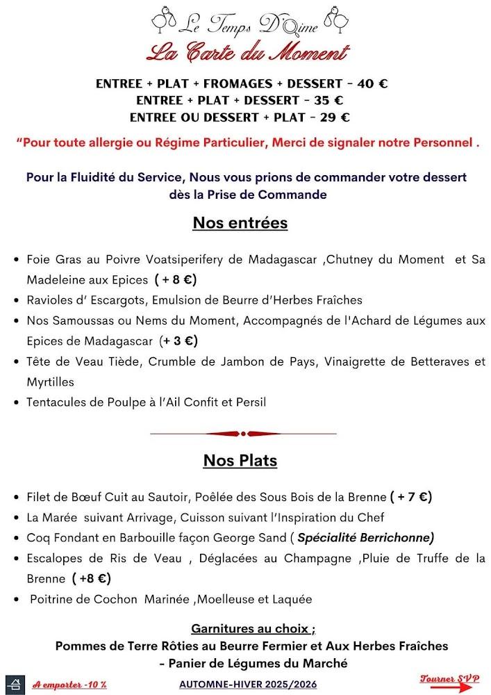 Restaurant Le Temps D'Aime - Menu Image 4